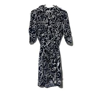 New York & Co Blue and White Letter Pattern Hi-Lo Dress